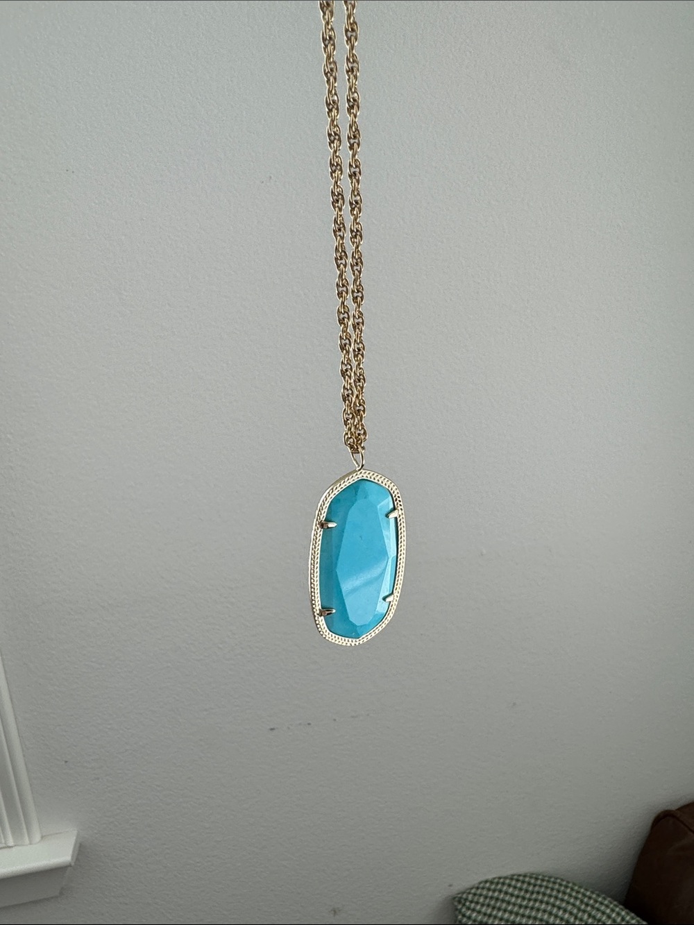 Kendra Scott, Rayne, Gold-Tone Necklace with Turquoise Pendant